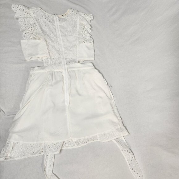 THE IMPECCABLE PIG Cut it Out Romantic White Eyelet Mini Dress Size L LIKE NEW! - Picture 6 of 16